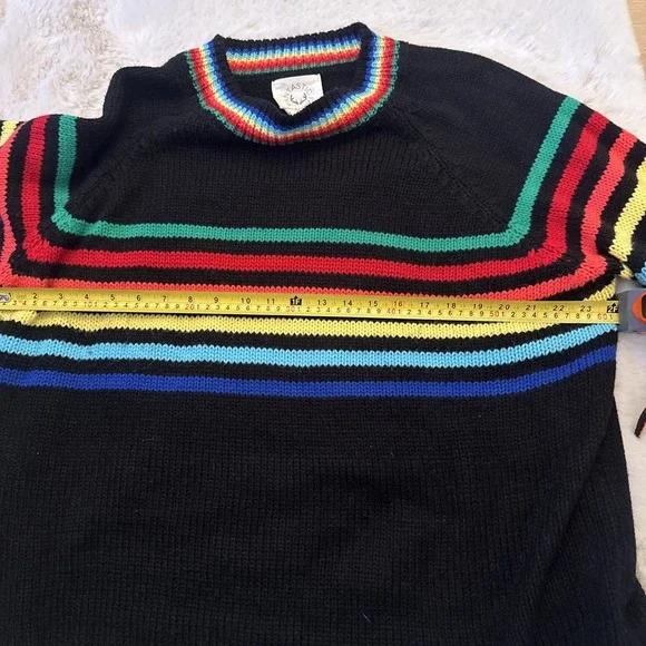 Fantastic Fawn Sweater With Rainbow Stripes size M‎ Multicolor